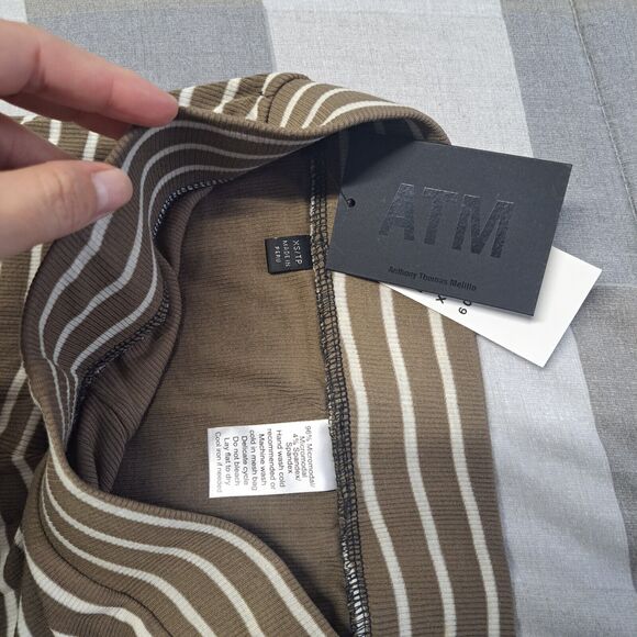 ATM Anthony Thomas Melillo XS Black Combo Dip Dye Slit Hem Striped Skirt - Picture 8 of 13